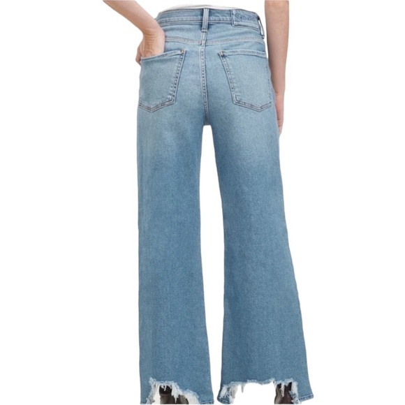 Splendid High Rise Flared Leg Button Fly Light Wash Destroyed Hem Jean Size 25 - Picture 3 of 13